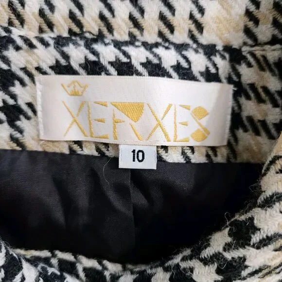 Xerxes Suit 10 Houndstooth Double Breasted Blazer Pencil Skirt Wool Corpcore - Picture 10 of 13